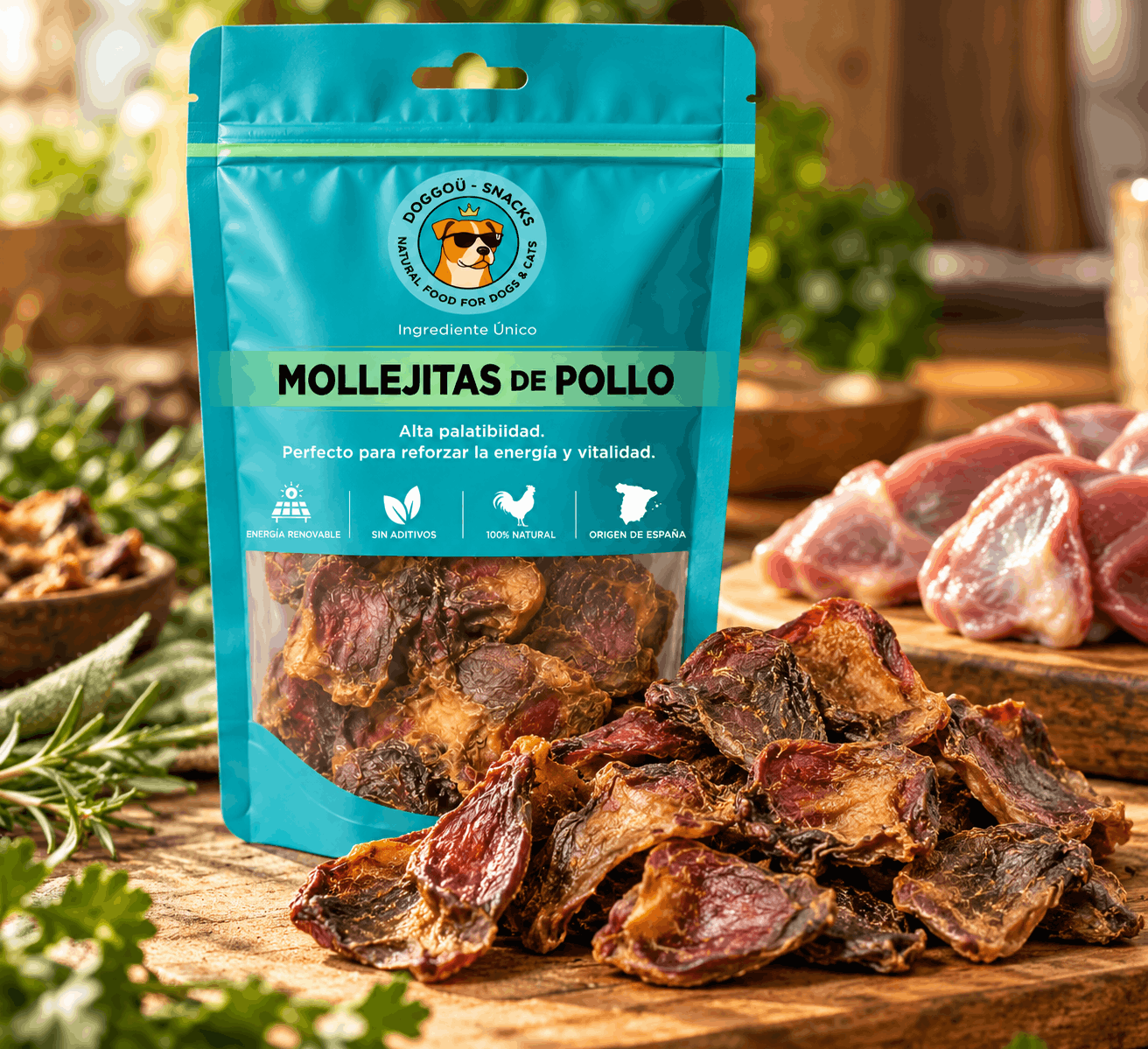 Mollejitas de pollo deshidratadas para perros y gatos