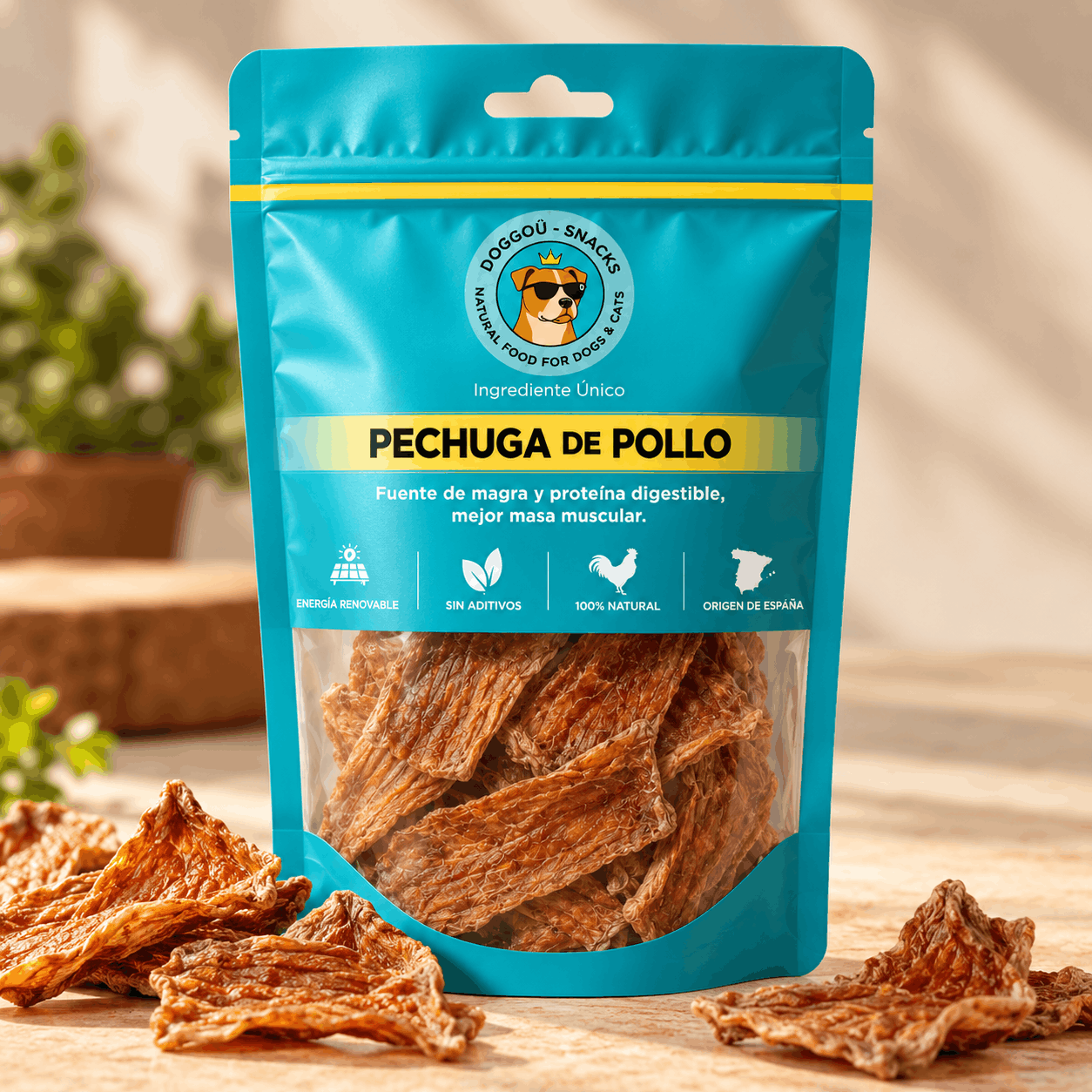 Pechuga de pollo de corral deshidratada para perros y gatos