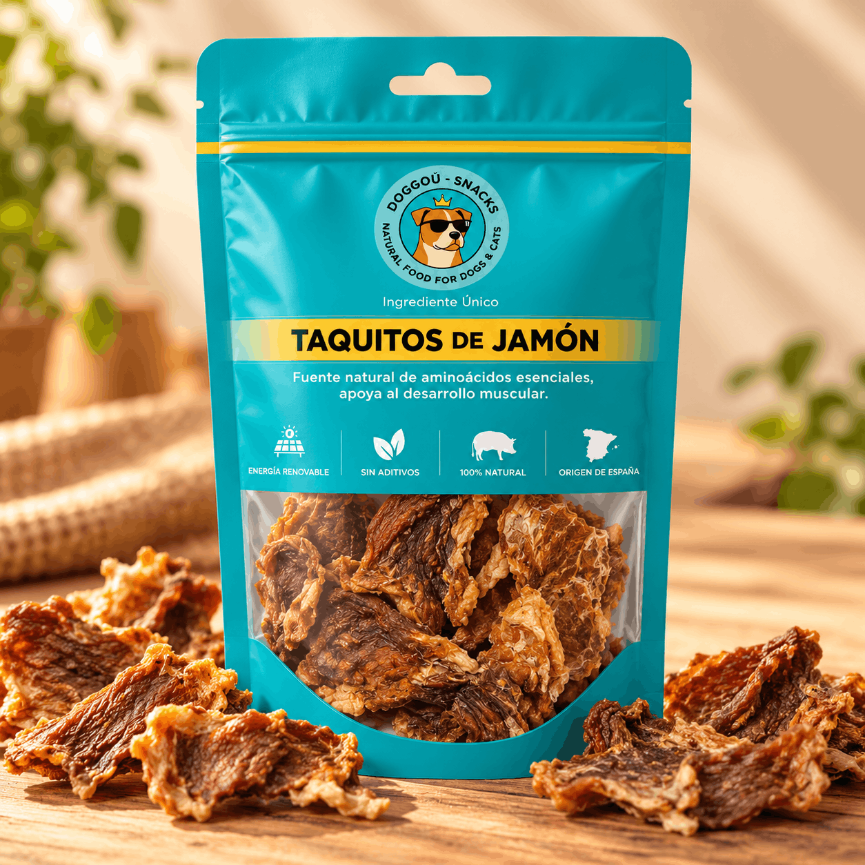 Taquitos de jamón deshidratados para perros y gatos